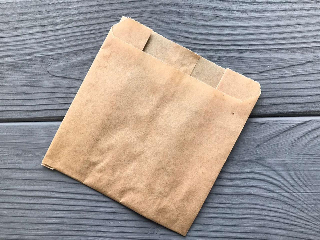 Пакет саше коричневый 115х110х50 мм. 88Ф 45гр/м2 (средняя жиростойкость), фото 1