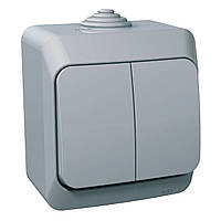 Вимикач двоклавішний Schneider Electric Plus Cedar сірий WDE000650