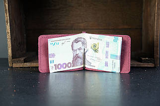 Жіночий затиск для грошей з натуральної шкіри колір Бордо, фото 4