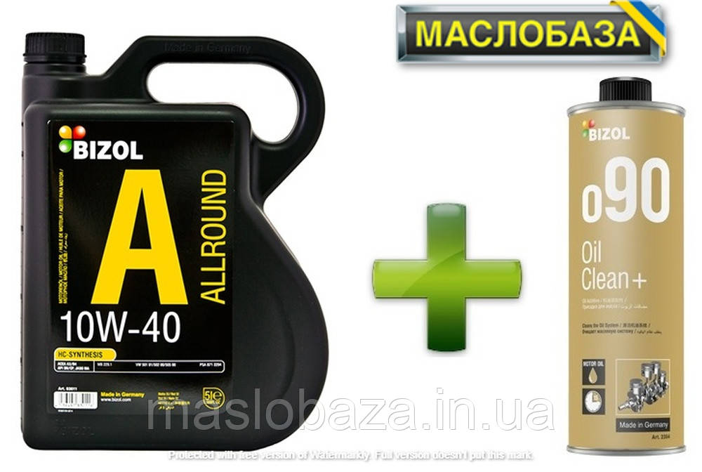 Напівсинтетичне моторне масло - BIZOL Allround 10W40 5л+Промивка масляної системи BIZOL Oil Clean+ o90