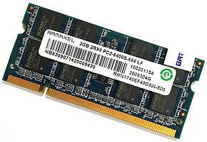 Оперативна пам'ять для ноутбука Ramaxel SODIMM DDR2 2Gb 800MHz 6400s 2R8 CL6 (RMN1740EF48D8W-800) Б/В