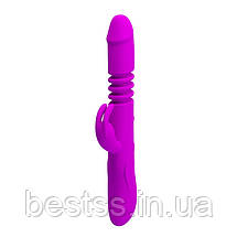 Вібратор-ротатор із кліторальним стимулятором Pretty Love Ward Vibrator Purple, фото 2