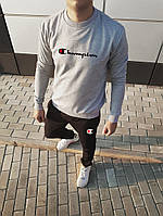 Спортивний костюм Champion logo | сірий верх чорний низ