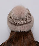 Хутряна норкова шапка жіноча на плетеній основі "Ажур", фото 3
