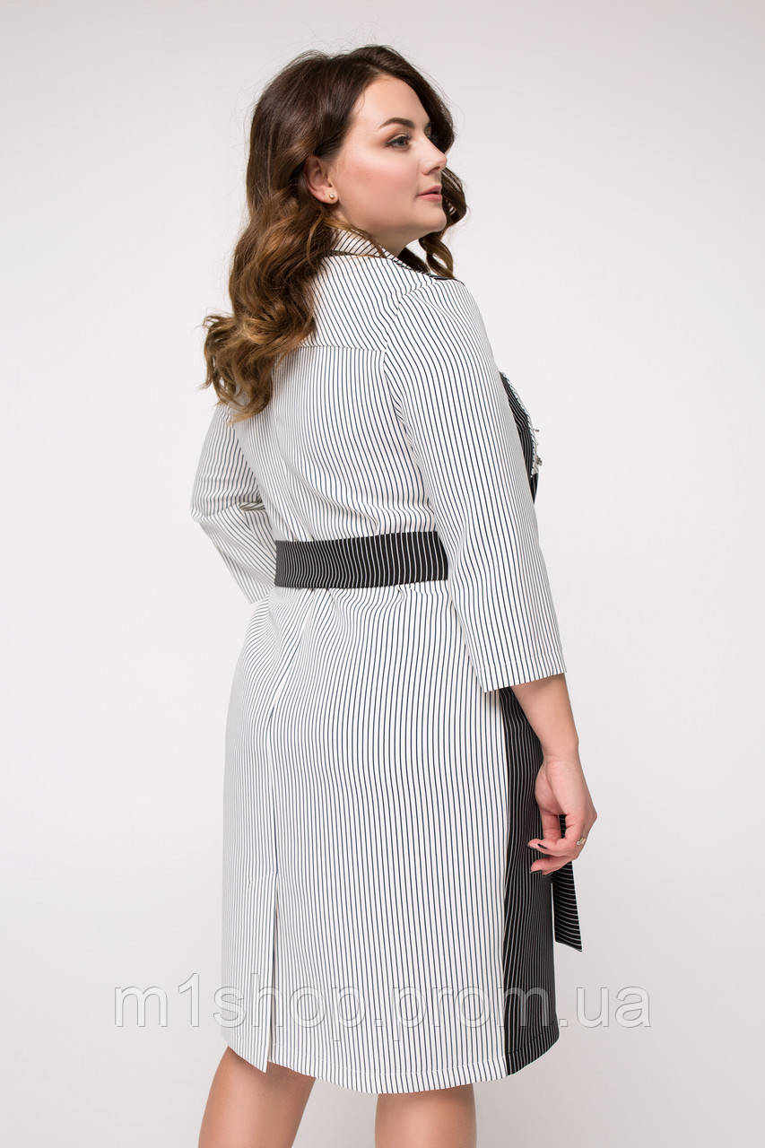 Лаконичное женское платье-рубашка в полоску больших размеров (Версилия lzn ) - фото 4 - id-p1134938815
