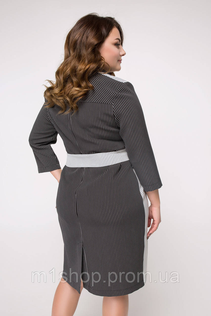 Лаконичное женское платье-рубашка в полоску больших размеров (Версилия lzn ) - фото 3 - id-p1134938815