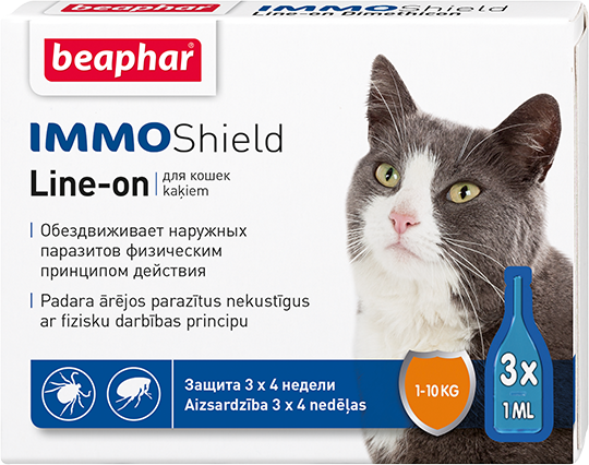 Краплі від бліх та кліщів для котів та кошенят Beaphar IMMO Shield 3 шт/уп, фото 1