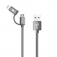 Кабель Awei CL-930C 2 в 1 Lightning и Micro USB Silver