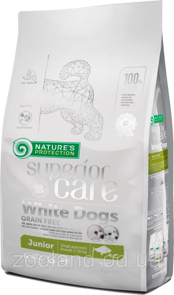 NPSC45829 Nature's Protection Mini Junior White Dogs Біла риба, 1,5 кг