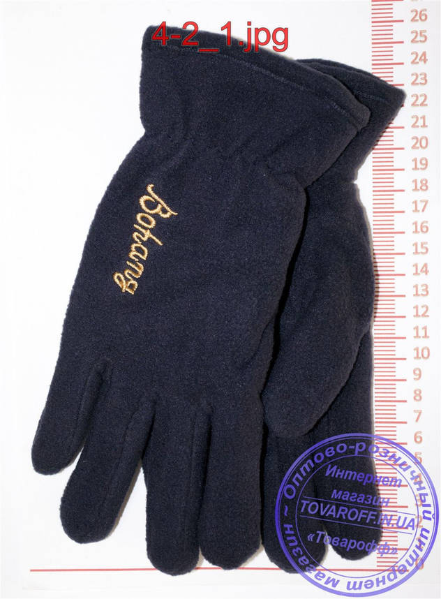 Оптом чоловічі флісові рукавички подвійні Чорні, сірі, коричневі, сині - 4-2, фото 2