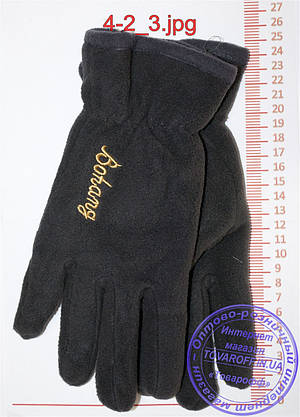 Оптом чоловічі флісові рукавички подвійні Чорні, сірі, коричневі, сині - 4-2, фото 4