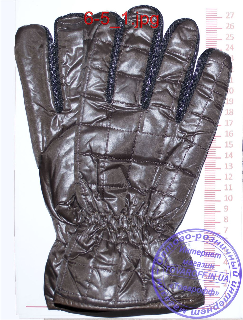 Оптом чоловічі болоневые рукавички - Чорні, сірі, коричневі - №6-4