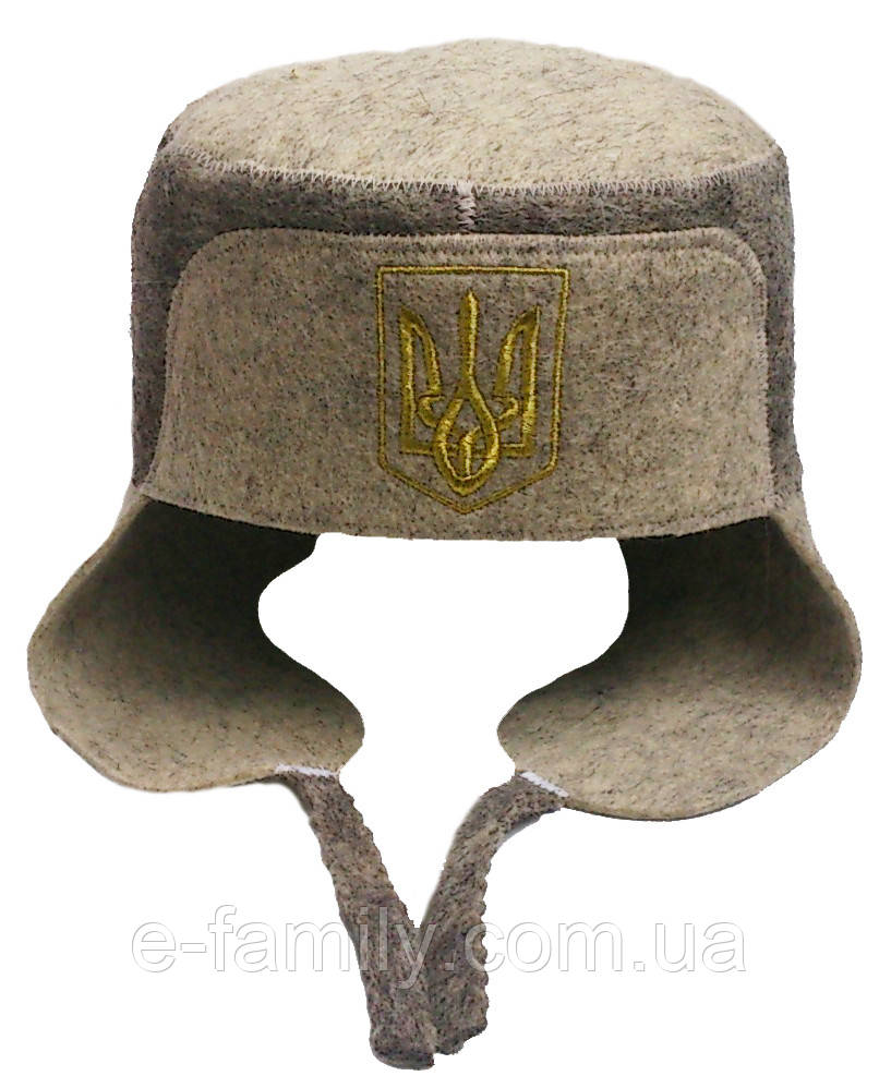 Шапка для сауни та бані з натуральної вовни - Вуханка Тризуб