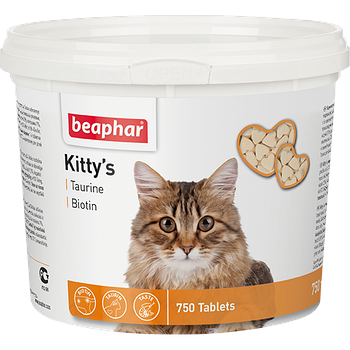 Кормова добавка для котів з біотином і таурином Beaphar Kitty's + Taurine-Biotine 750 табл.