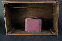 Классическое кожаное портмоне с монетницей, натуральная кожа итальянский Краст, цвет Бордо