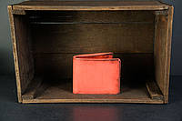 Классическое кожаное портмоне с монетницей, натуральная кожа итальянский Краст, цвет Красный