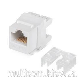 01-12-046. Модуль RJ-45 Keystone, монтажний в розетку, Саt6, 180°, із заглушкою, корпус пластик