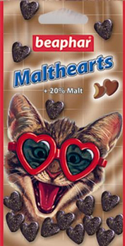 Вітаміни для котів Malthearts сердечка з мальт-пастою для виведення шерсті зі шлунка 150 шт