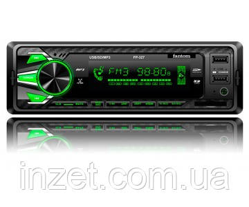 Автомагнітола FP-327 Black/Green USB/SD ресивер, FANTOM