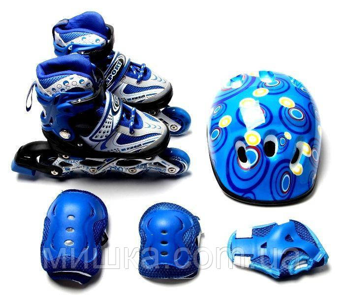 КОМПЛЕКТ "Happy Mondays", розсувні ролики + захист, сині, розмір 29-33, 34-37, фото 1