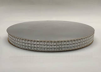 Посилена підкладка 40 см h-3 см "Кругла срібна з срібними квадратами"