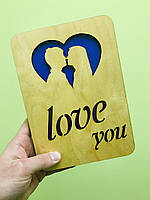 Деревянная открытка на День Рождения love you CraftBoxUA