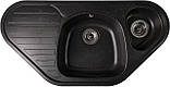 Кутова гранітна мийка Valetti Europe модель №20 чорна 9550, фото 3