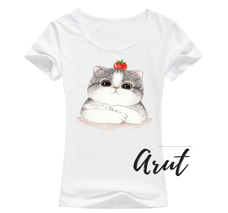 Жіноча літня футболка з друкарським надруком милого котика