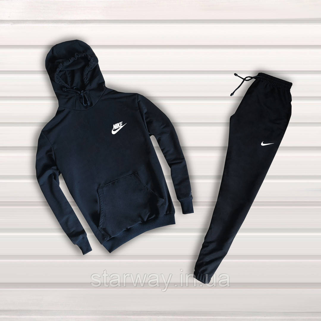 Спортивний трикотажний костюм Nike з капюшоном small logo | принт найк