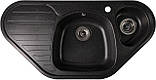 Кутова гранітна мийка Valetti Europe модель №20 чорна 9550, фото 4