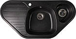 Кутова гранітна мийка Valetti Europe модель №20 чорна 9550, фото 5