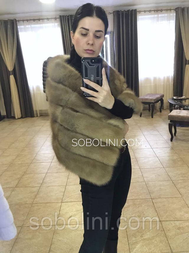 палантин из песца пудра 