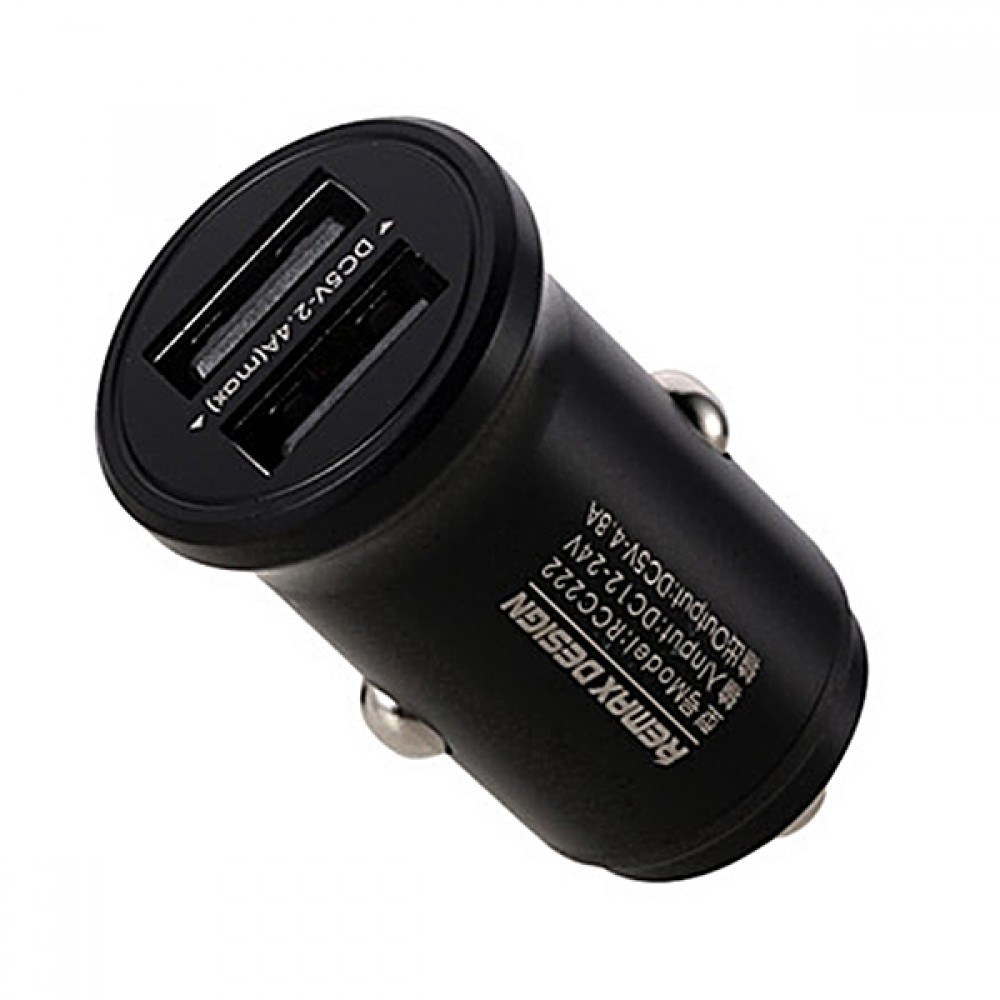 USB Car Charger 2*USB 4.8 A Remax Alloy III RCC-222 (Black)