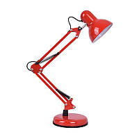 Настольная лампа на подставке и струбцине красная