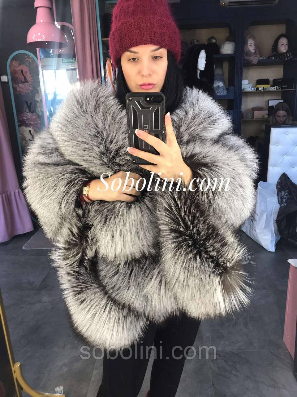 Палантин хутряний з чорнобурки