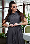 Джинсове літнє плаття-халат міді довжини 42-52 розміри сіре, фото 2