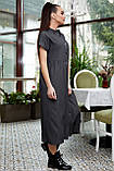 Джинсове літнє плаття-халат міді довжини 42-52 розміри сіре, фото 4