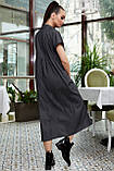 Джинсове літнє плаття-халат міді довжини 42-52 розміри сіре, фото 3