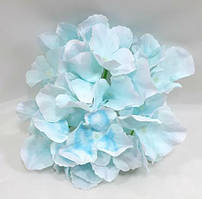 Небесно блакитна головка гортензії 14см, святкові штучні квітиий