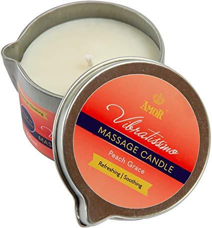 Масажна свічка в склянці — Vibratissimo Peach Grace, 100 мл