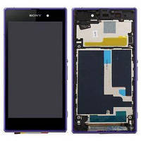 Дисплей Sony C6902 Xperia Z1 L39h, C6903, C6906, C6943 с сенсором (тачскрином) и фиолетовой рамкой Оригинал