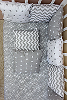 Бортики зі знімними наволочками в ліжечко "simple gray"
