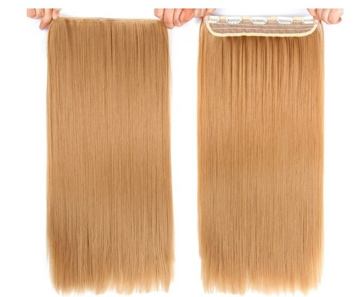 Волосся на заколках штучне накладне пряме треси руді золотисті (5ZAK-S27), фото 1