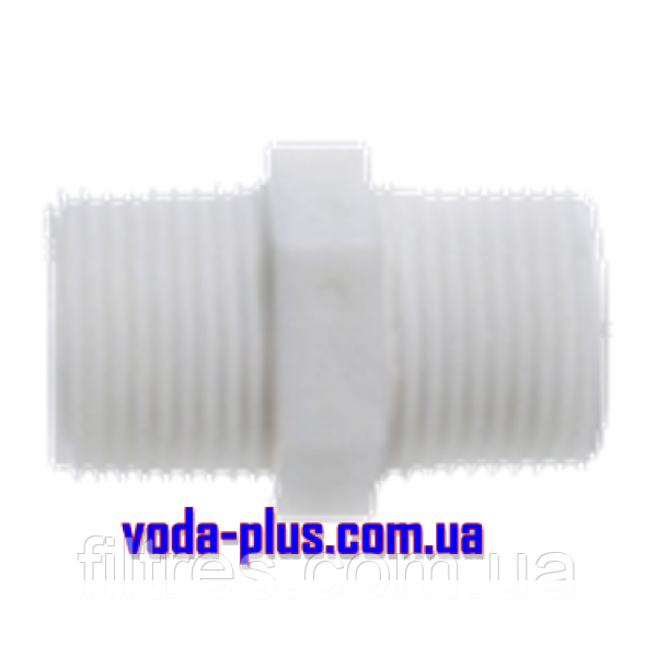 Ніпель 3/4" РН х 3/4" РН, білий колір (KP-HN0808), фото 1