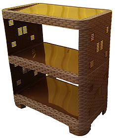 Етажерка пластикова Ротанг на 3 яруси коричнева (ПолімерАгро) 52*30*58 см