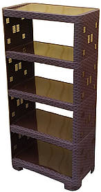 Етажерка пластикова Ротанг на 5 ярусів коричнева (ПолімерАгро) 52*30*107 см