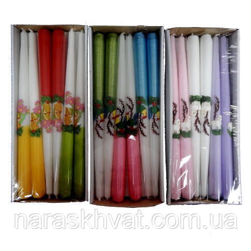 Свічка з аплікацією "Пасха" 30 см, набір 12 шт., фото 1