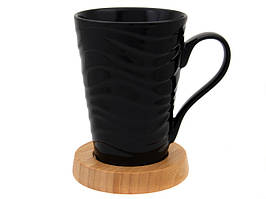 Чашка чорна 400 мл на підставці 944-058