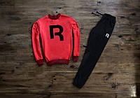 Мужской спортивный костюм Reebok лого | красный верх черный низ