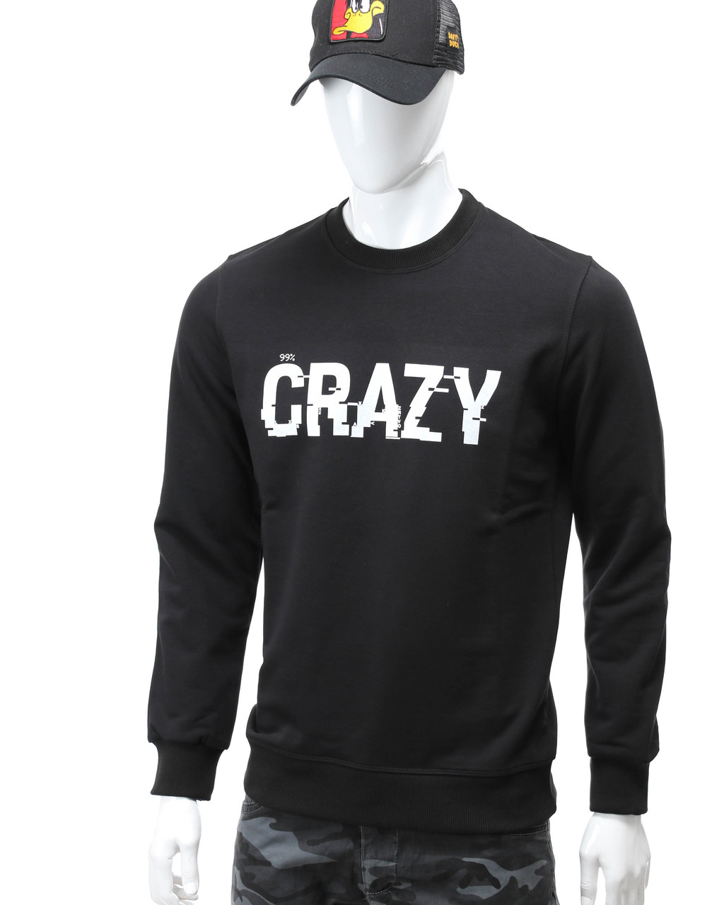 Світшот осінь-зима чорний HOPE з принтом "CRAZY" BLK 2XL (Р) 19-537-003